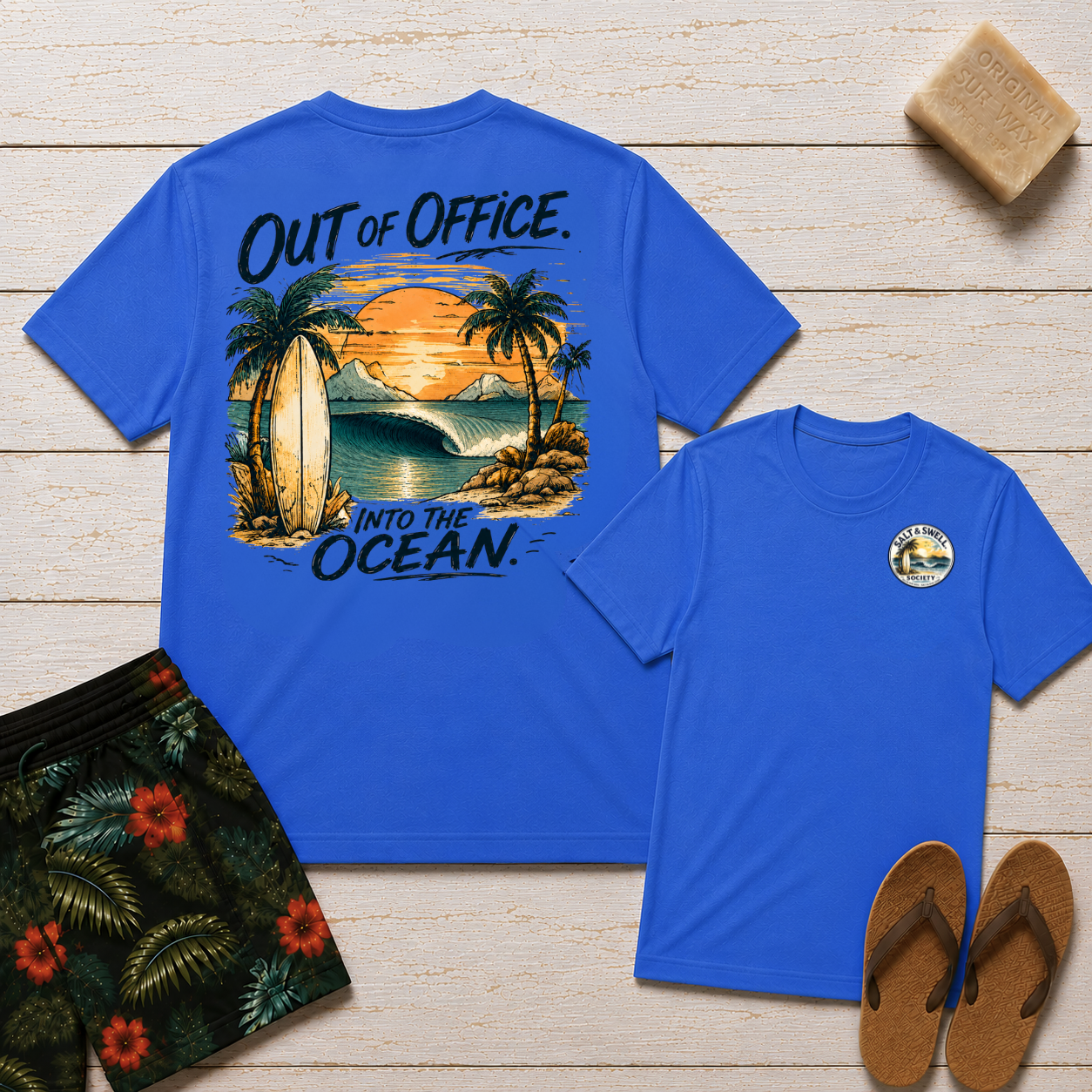 Out of Office. Into the Ocean. Beach Tee